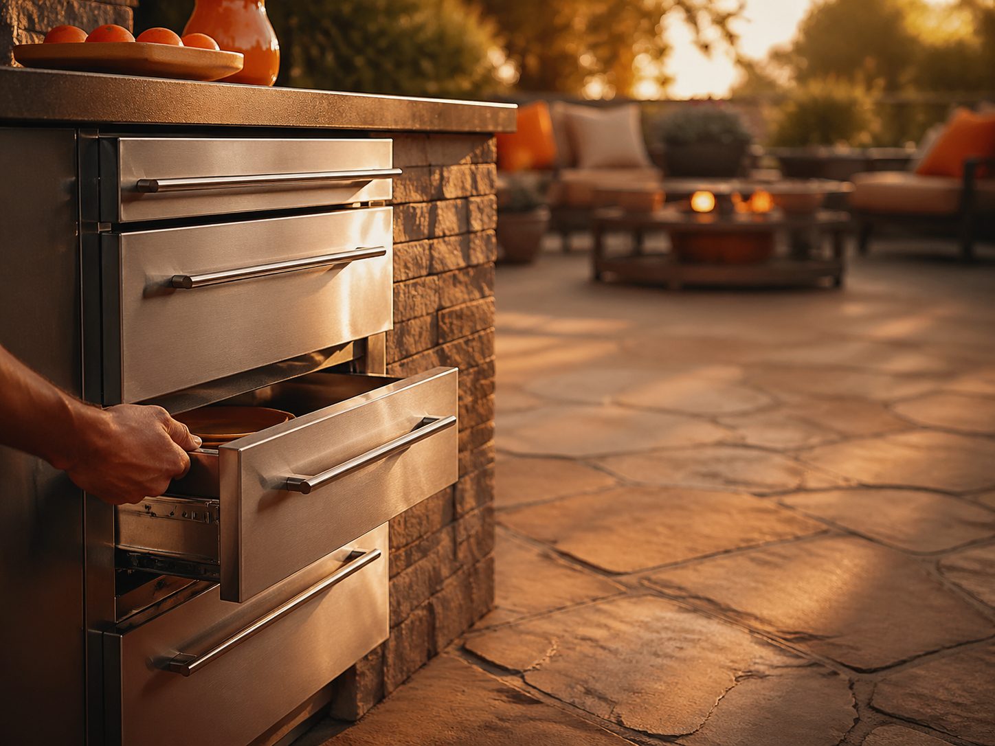 Outdoor Kitchen Storage in premium outdoor kitchen context, Grill Island